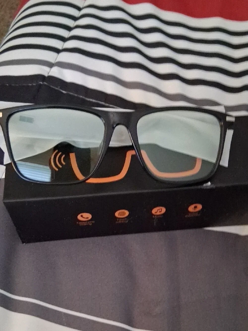 Smart Audio Glasses - Black with Orange Accent